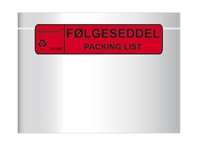 Følgeseddel Packinglist lomme C5 med tryk, 225 x 165mm